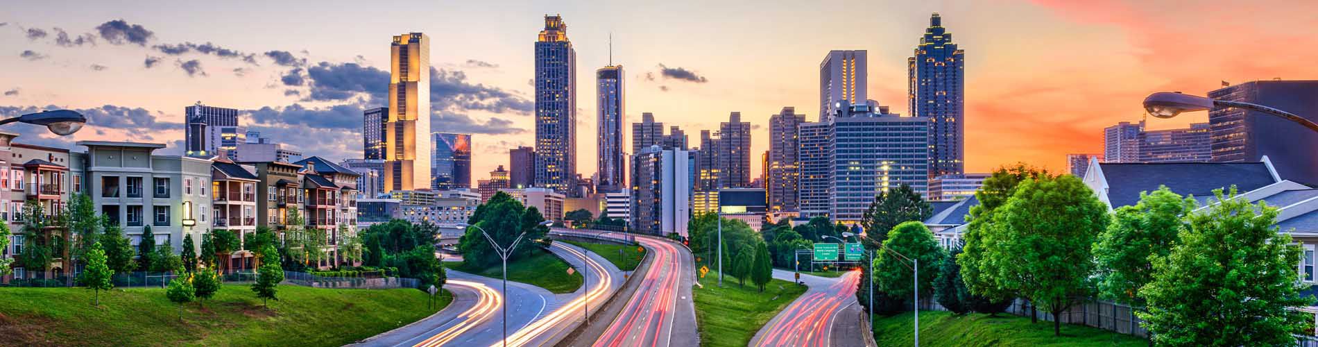 A skyline image of Downtown Atlanta.