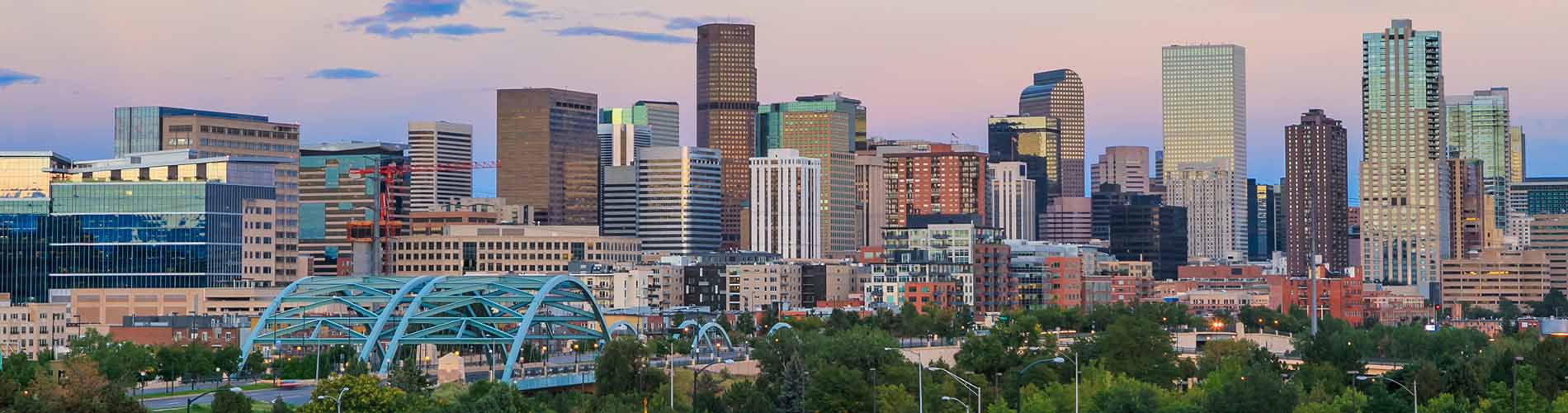 A skyline image of Downtown Denver.