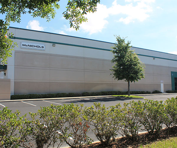 A photo of the front entrance of the McNICHOLS Metals Service Center Location in Tampa.