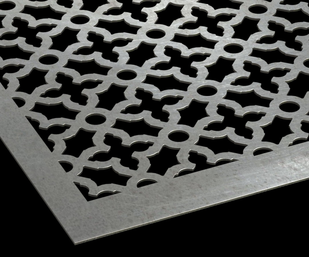 Designer Perforated Metal sheet on a black background.