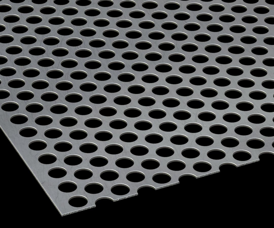 Aluminum Perforated Metal sheet on a black background.