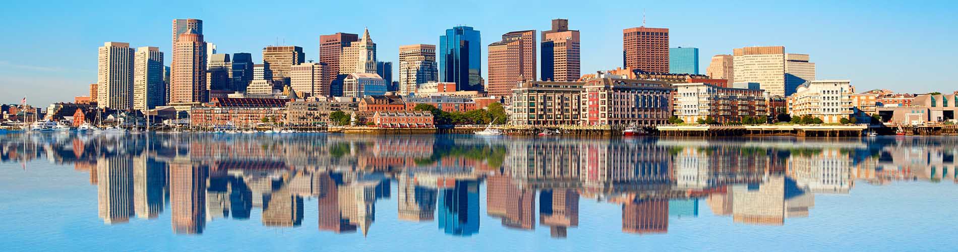 A skyline view of downtown Boston, Massachusetts.