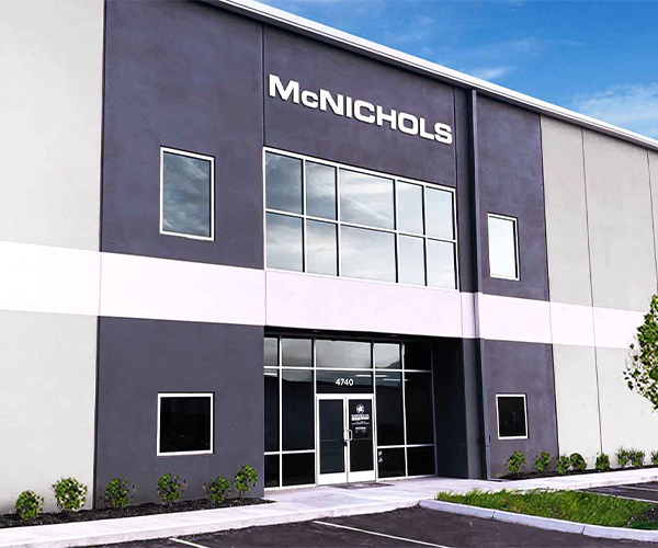 A photo of the front entrance of the McNCIHOLS Metals Service Center Location in Columbus.