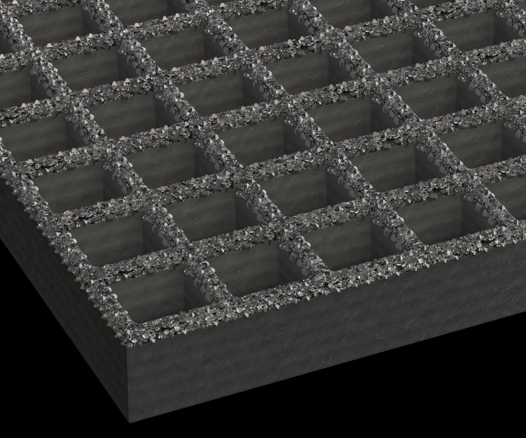 Dark gray Fiberglass Grating on a black background.