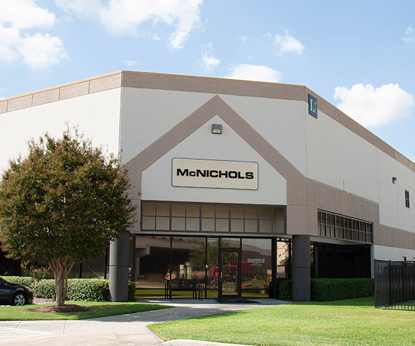 A photo of the front entrance of the McNICHOLS Metals Service Center Location in Houston.