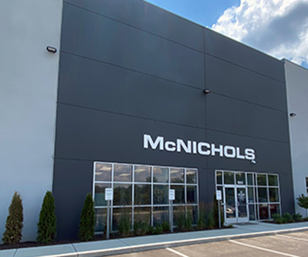 A photo of the front entrance of the McNICHOLS Metals Service Center Location in Nashville.