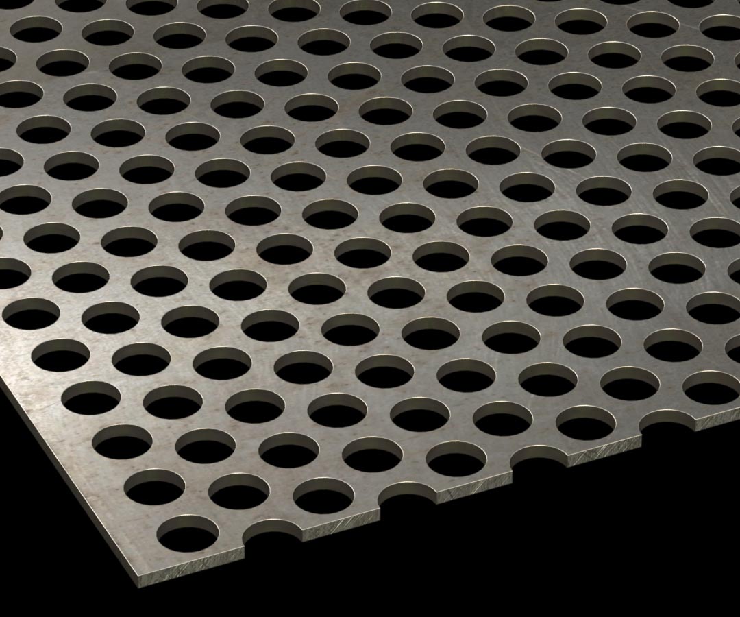 Perforated Metal sheet on a black background.