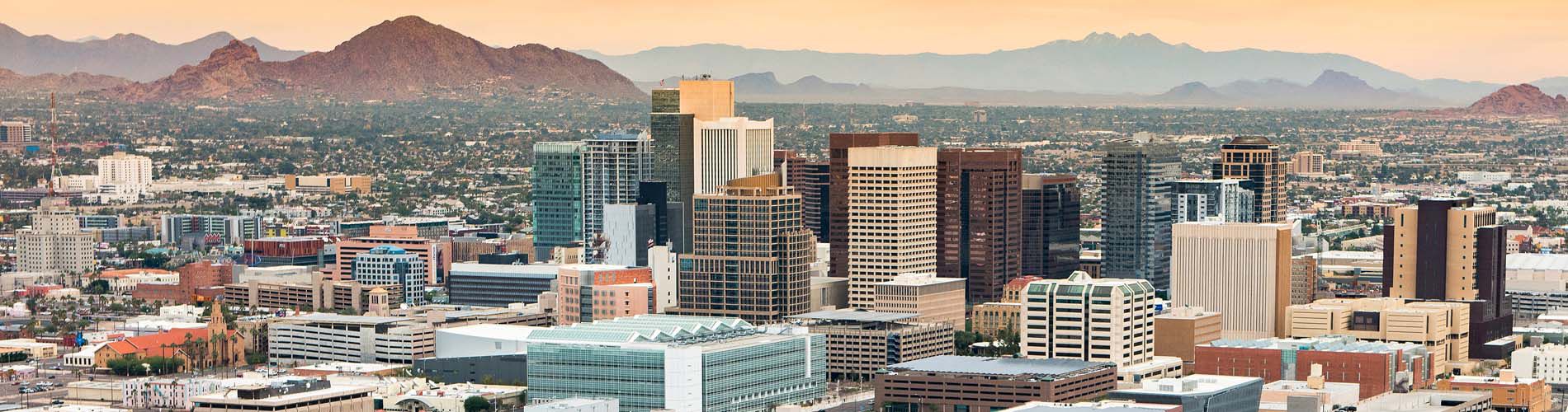 A skyline view of downtown Phoenix.