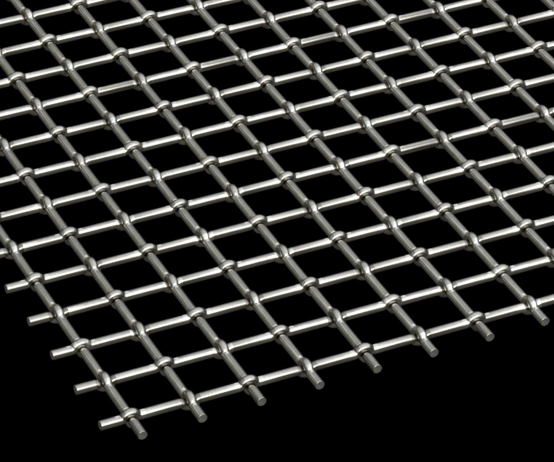 Stainless Steel Wire Mesh sheet on a black background.