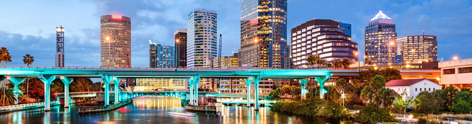 A skyline view of downtown Tampa.