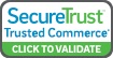 A green, blue, and white logo that reads "Secure Trust, Trusted Commerce, Click To Validate."