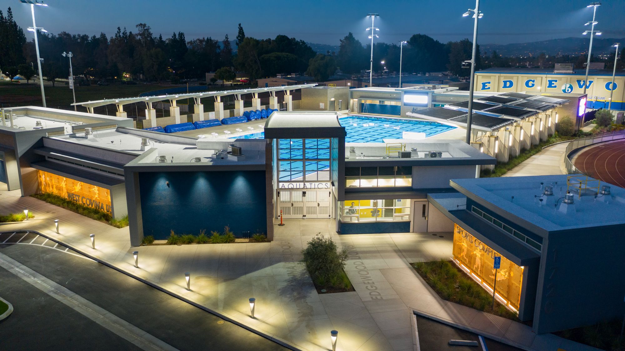 An image of Edgewood High School Aquatics Sports Complex from above.