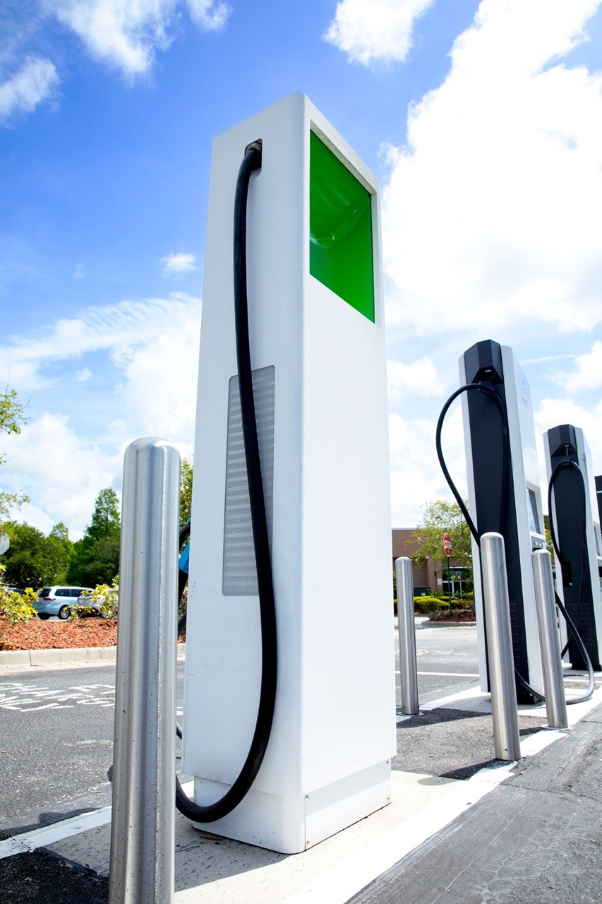 An image of an electric vehicle charging station with a vertical orientation.