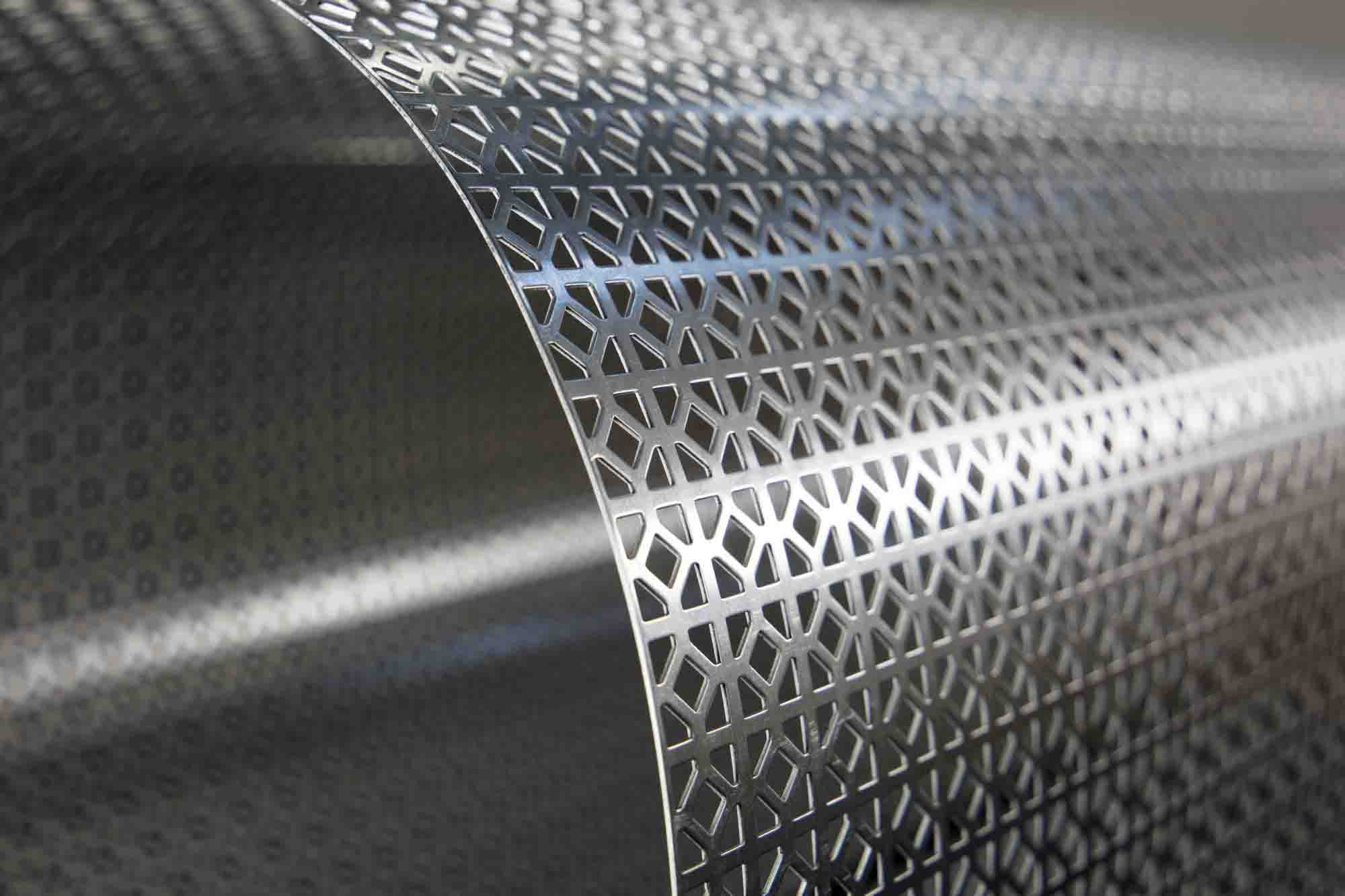 A close-up image of Stainless Steel Designer Perforated Metal WINDSOR.