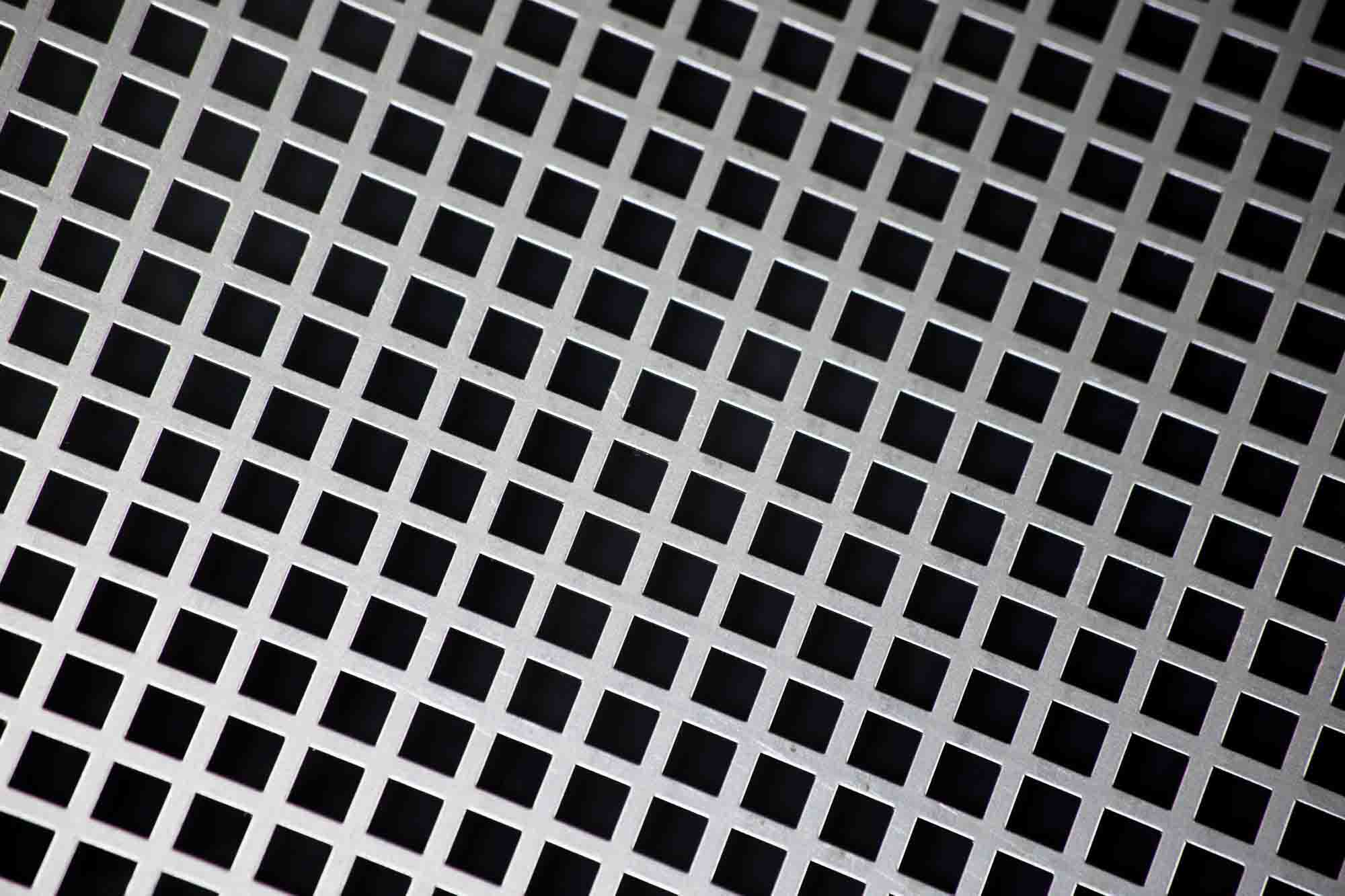 A close-up image of Stainless Steel Square Hole Perforated Metal.
