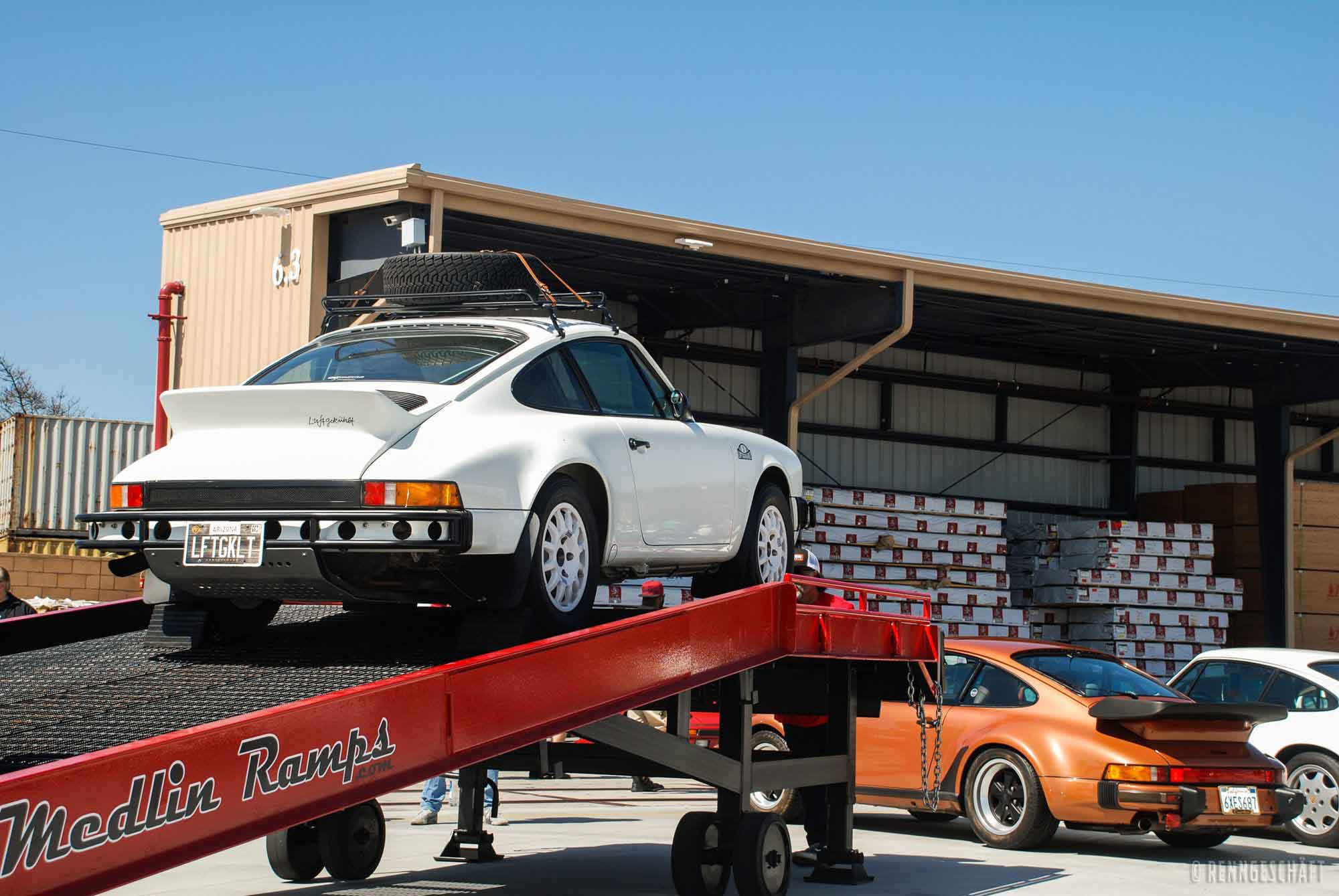 An automobile sitting on top of a Medlin Ramps.