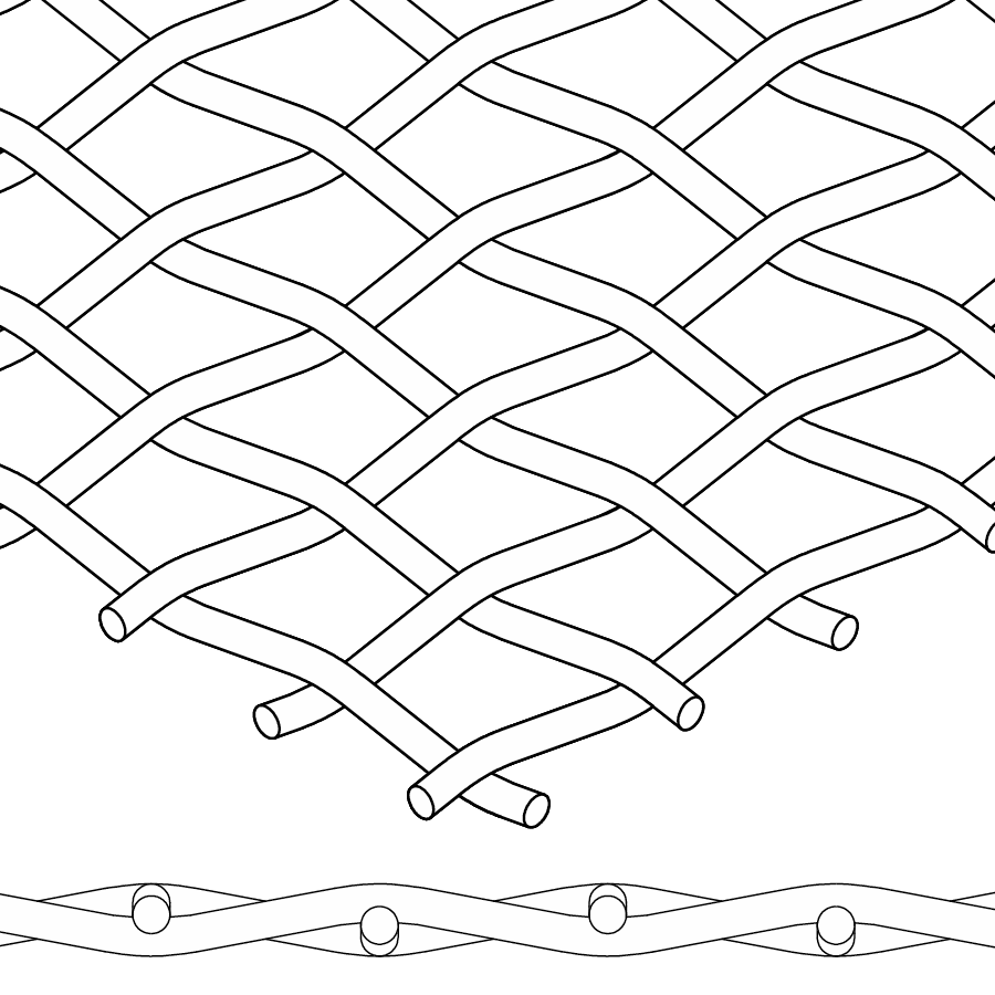A drawing of a Plain Weave from the top and the side.