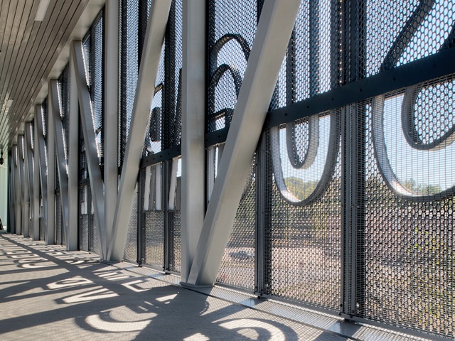 Different Perforated Metal types used on the cage of the bridge.