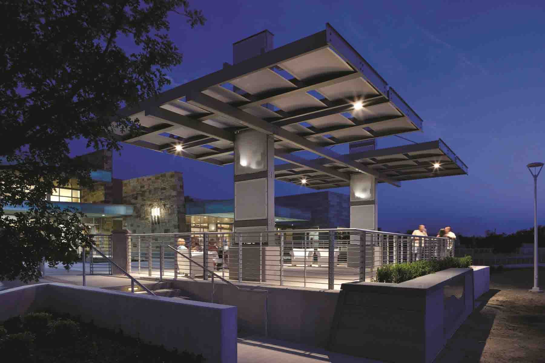 An awning at The Summit activity center.