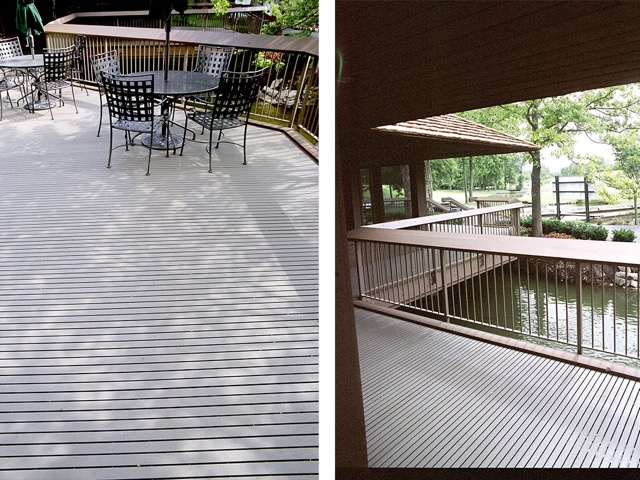 Different views of the Fiberglass Grating deck outside the clubhouse.