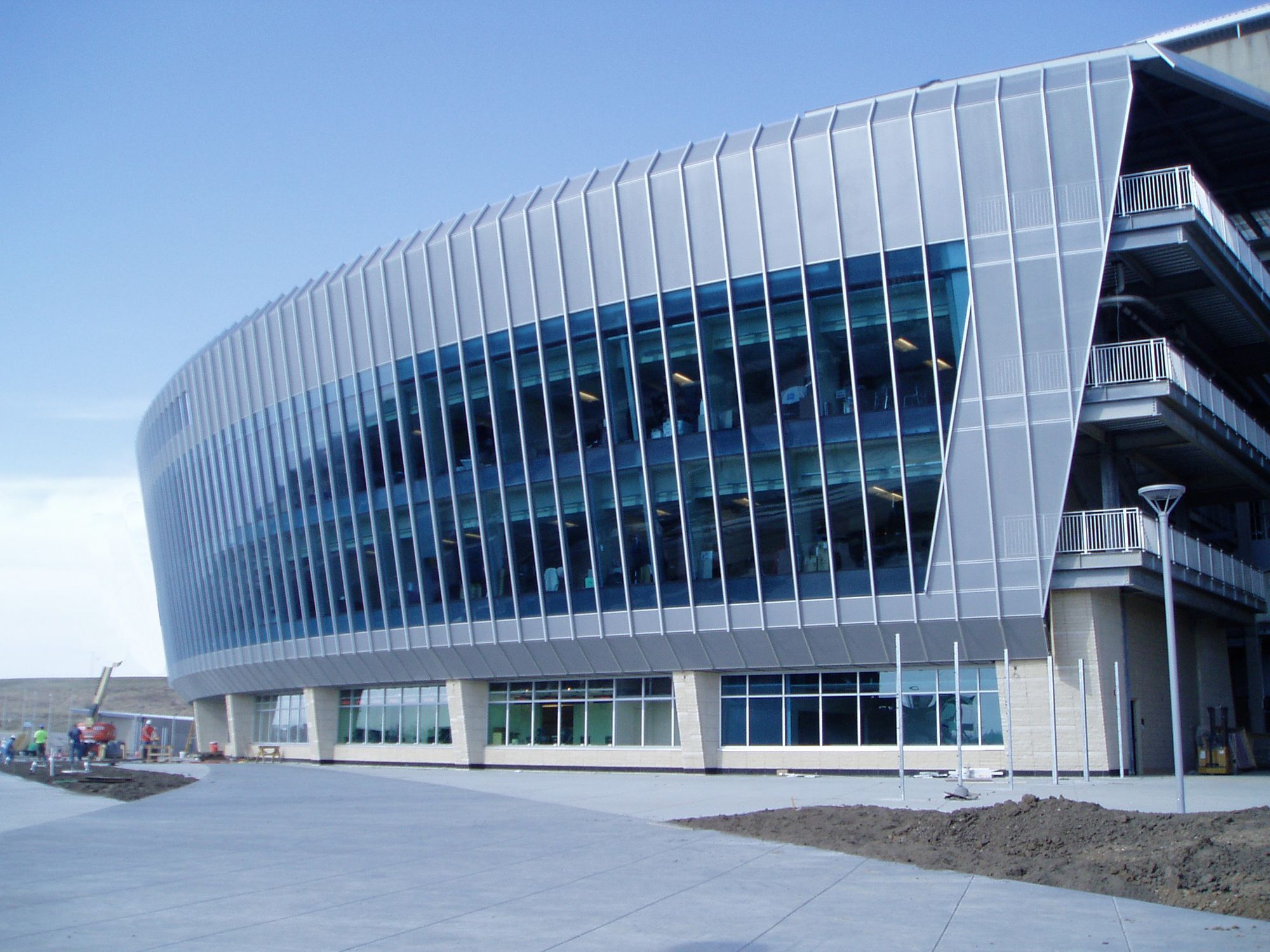 Perforated Metal panels used as functional decoration on outside of Kauffman Stadium.