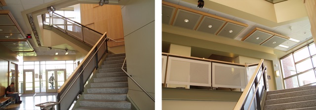 A winding staircase in the Science and Mathematics Building at Spokane Community College.