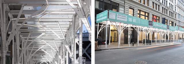 A picture before and after Urban Umbrella improved the sidewalk coverings.