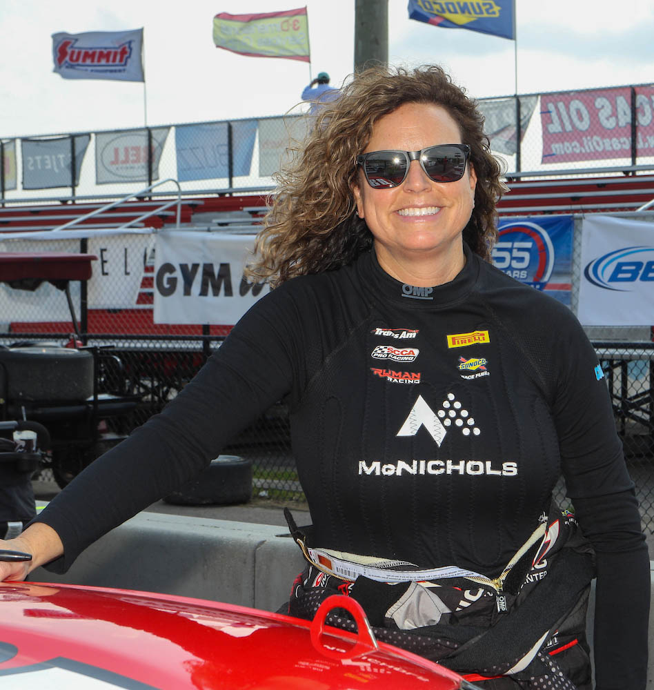 Amy Ruman, driver of the McNICHOLS sponsored No. 23 Trans-Am Series Chevrolet Corvette.