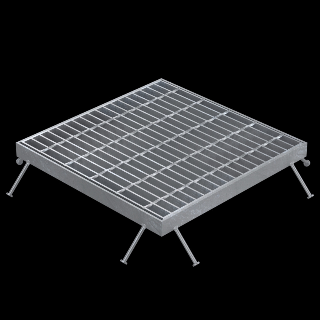 A rendering of a piece of Bar Grating with Embed Angle framing.