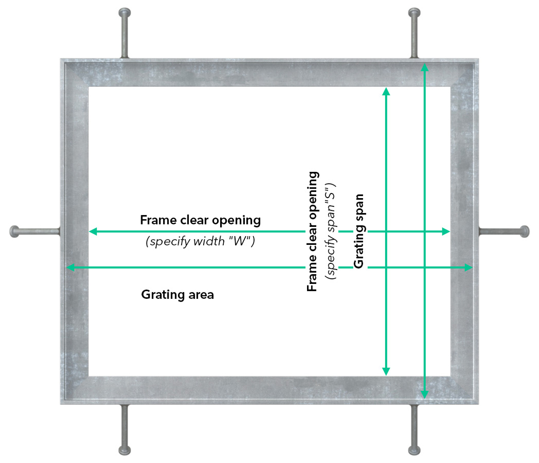 A rendering of the Type L Welded Frame with labels.