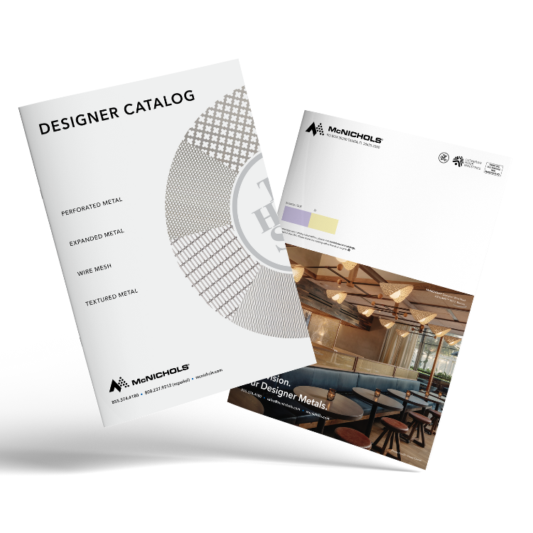 A rendering of the front and back of the new McNICHOLS® Designer Catalog.