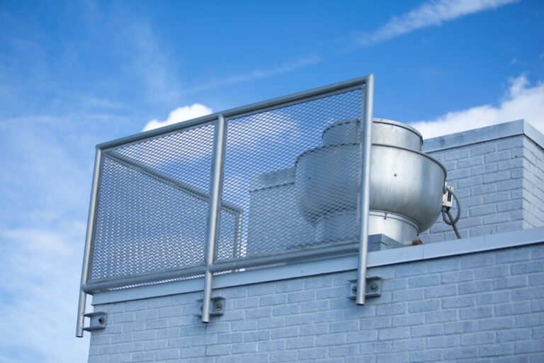 Flattened Expanded Metal Enclosure around a rooftop HVAC unit