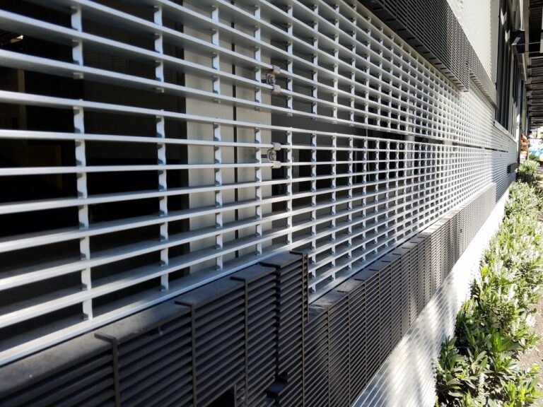 McNICHOLS® Bar Grating siding as seen on a Trader Joes building.