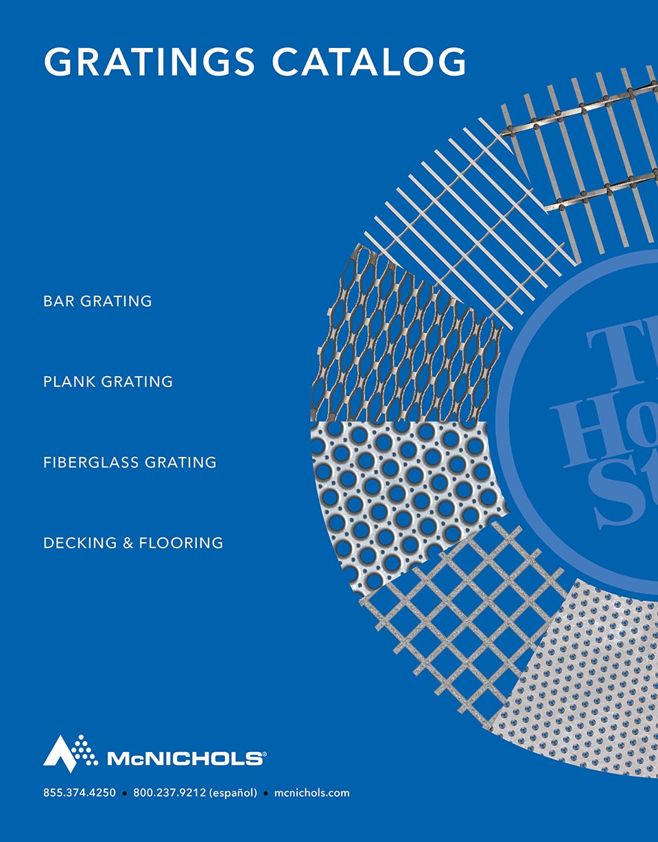 An image of the front cover of the McNICHOLS® Gratings Catalog.