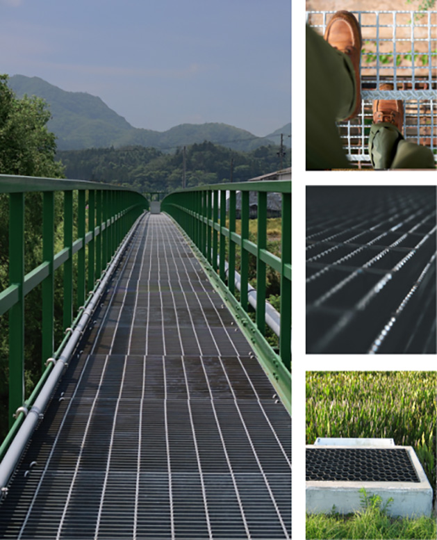 A collage of images showcasing various Bar Grating applications.