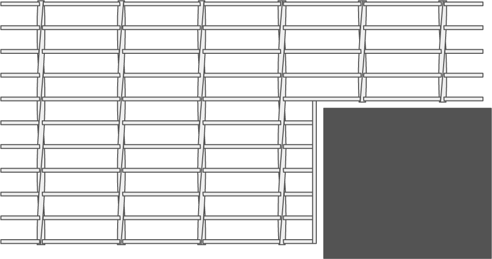 A diagram showing a type of Bar Grating cut, called a notching cut.