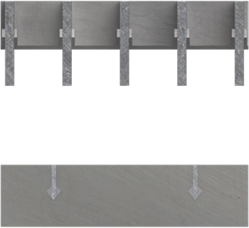 A rendering of the end view of SFT Swage-Locked Bar Grating, which focuses on the rectangular bearing bars.