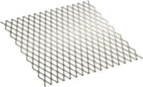 An isometric view of a sheet of Expanded Metal.
