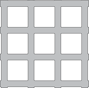 A rendering of Molded Fiberglass Grating with an closed cell cut.