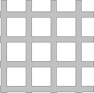 A rendering of Molded Fiberglass Grating with an open cell cut.