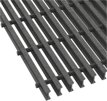 A rendering of Pultruded Fiberglass I-Bar Grating.