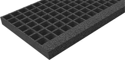 A rendering of Square Molded Fiberglass Grating Stair Tread.