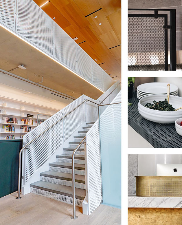 A collage of Perforated Metal applications.