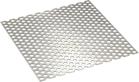 An isometric view of a sheet of Perforated Metal.