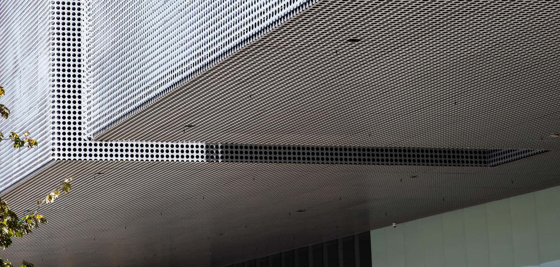 Clear Anodized Perforated Metal on the Tampa Museum of Art.