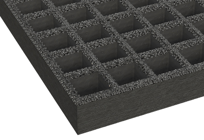 McNICHOLS® Fiberglass Grating, Molded, Square Grid, MS-S-150, Fiberglass, SGF Polyester Resin, Dark Gray, 1-1/2" Grid Height, 1-1/2" x 1-1/2" Square Grid, Grit Surface, 70% Open Area