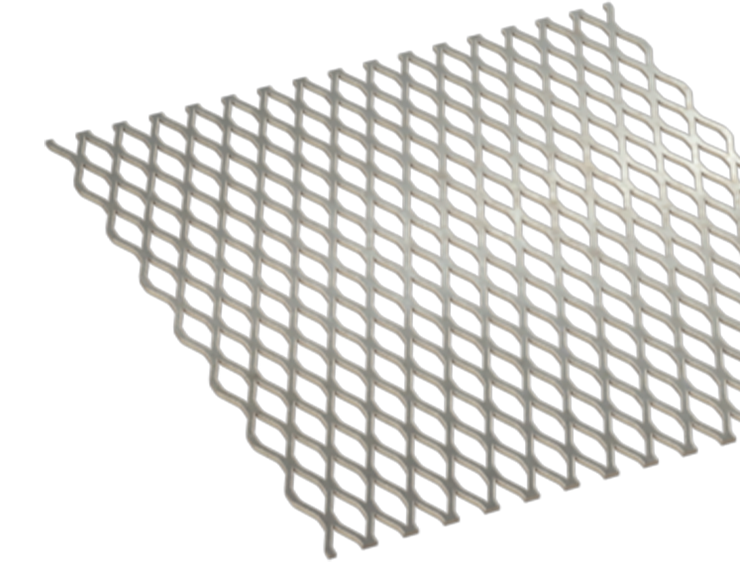 Flattened Expanded Metal rendering coming out from the right.