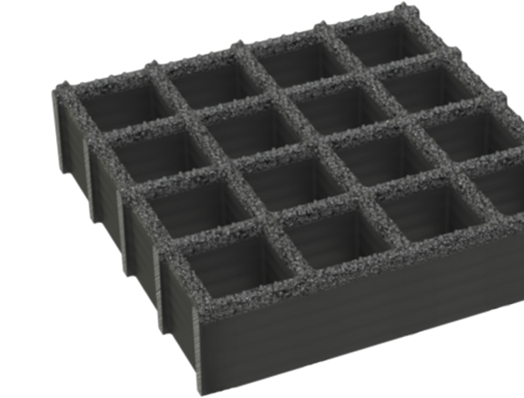 Molded Fiberglass Grating rendering coming out from the right.