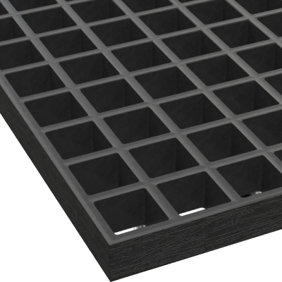 McNICHOLS® Fiberglass Grating, Molded, Square Grid, MS-S-100, Fiberglass, SGF Polyester Resin, Dark Gray, 1" Grid Height, 1-1/2" x 1-1/2" Square Grid, Concave Surface, 70% Open Area