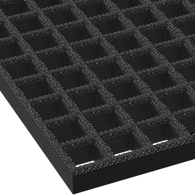 McNICHOLS® Fiberglass Grating, Molded, Square Grid, MS-S-100, Fiberglass, SGF Polyester Resin, Dark Gray, 1" Grid Height, 1-1/2" x 1-1/2" Square Grid, Grit Surface, 70% Open Area